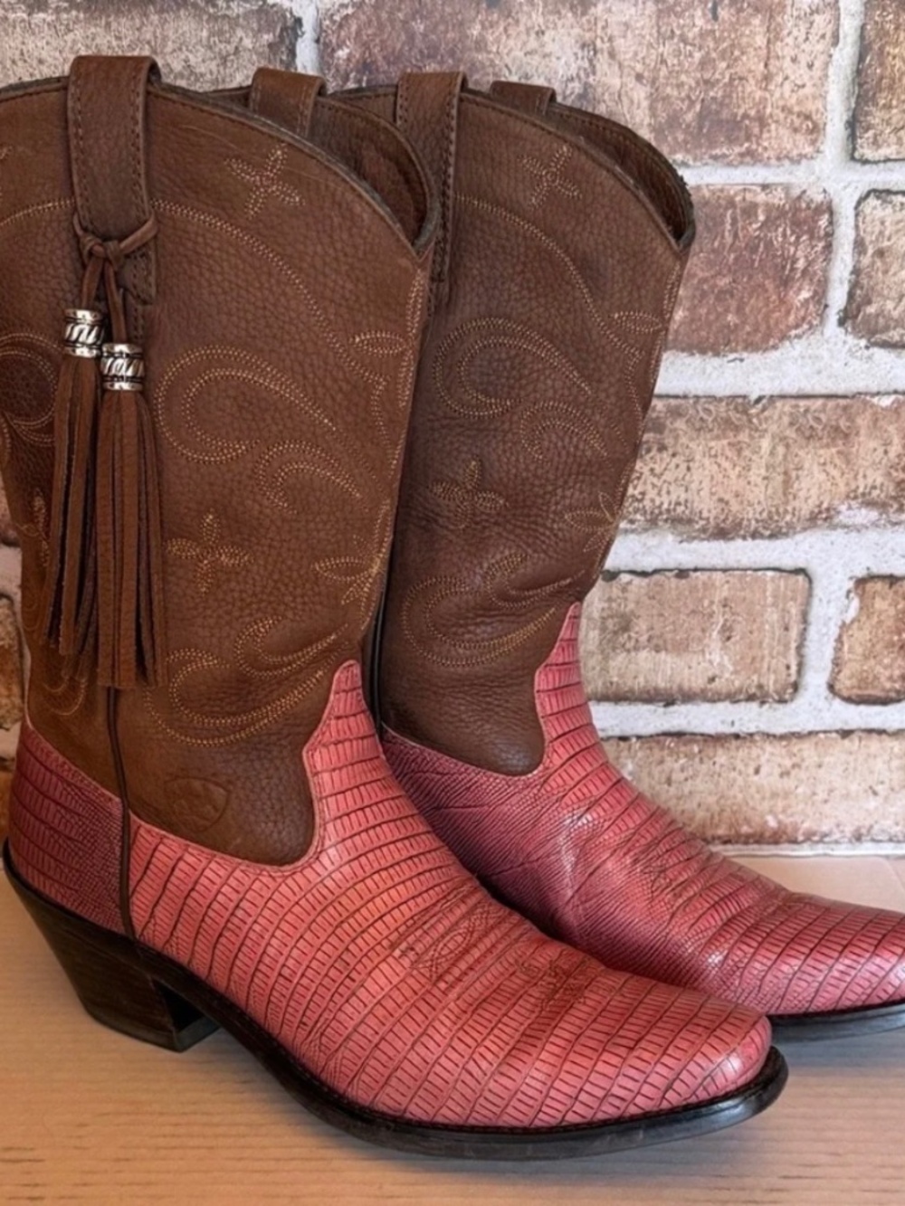 Ariat Brown and Pink Heeled Boots